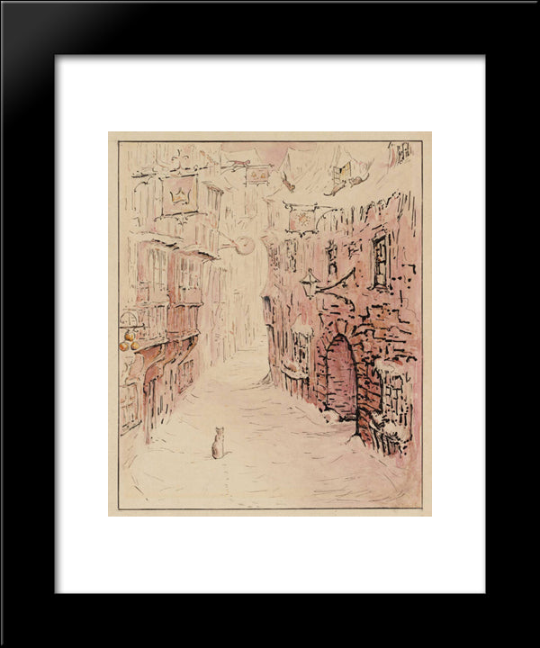 Simpkin In The Snowy Street 20x24 Black Modern Wood Framed Art Print Poster by Potter, Beatrix