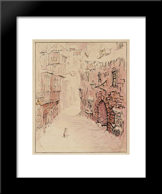 Simpkin In The Snowy Street 20x24 Black Modern Wood Framed Art Print Poster by Potter, Beatrix