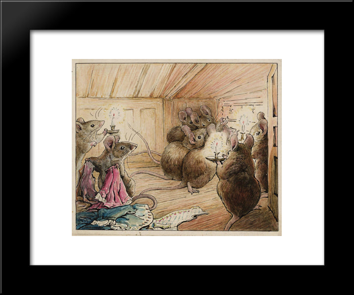 The Mice Hear Simpkin Outside 20x24 Black Modern Wood Framed Art Print Poster by Potter, Beatrix
