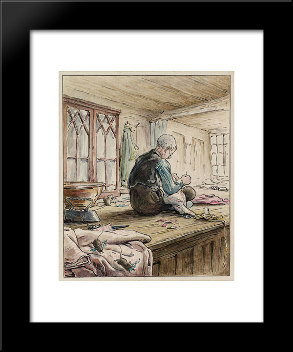 The Tailor Of Gloucester At Work 20x24 Black Modern Wood Framed Art Print Poster by Potter, Beatrix