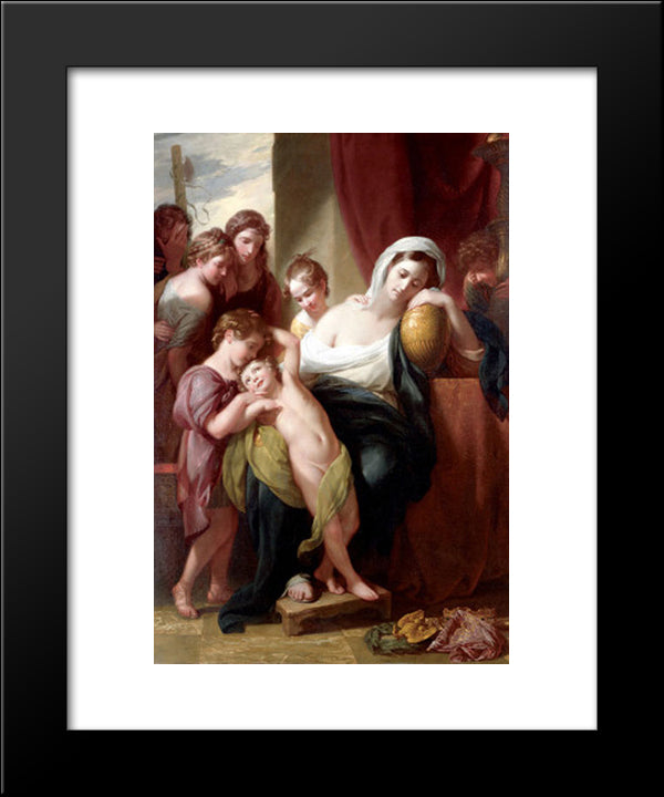 Agrippina And Her Children Mourning Over The Ashes Of Germanicus 20x24 Black Modern Wood Framed Art Print Poster by West, Benjamin