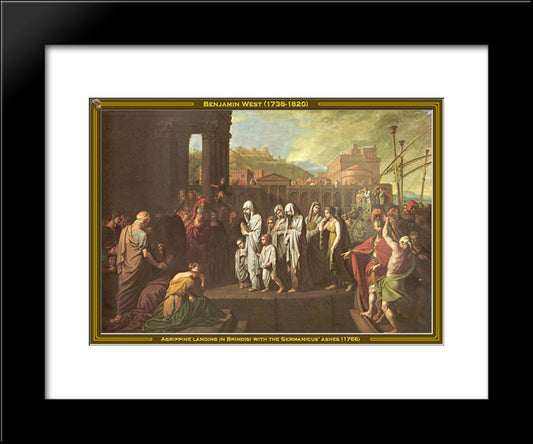 Agrippine Landing At Brundisium With The Ashes Of Germanicus 20x24 Black Modern Wood Framed Art Print Poster by West, Benjamin