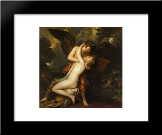 Cupid And Psyche 20x24 Black Modern Wood Framed Art Print Poster by West, Benjamin