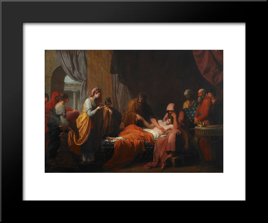 Erasistratus The Physician Discovers The Love Of Antiochus For Stratonice 20x24 Black Modern Wood Framed Art Print Poster by West, Benjamin