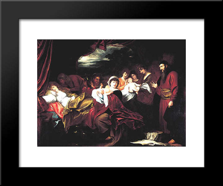 Esau And Jacob Presented To Isaac 20x24 Black Modern Wood Framed Art Print Poster by West, Benjamin