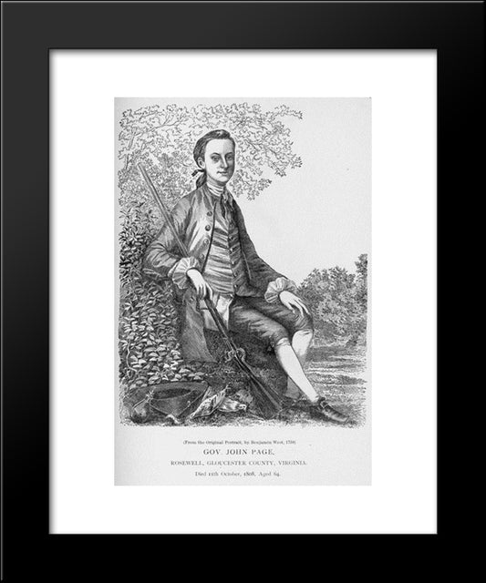 Gov. John Page Of Virginia, Rosewell Plantation, Gloucester County, Virginia 20x24 Black Modern Wood Framed Art Print Poster by West, Benjamin