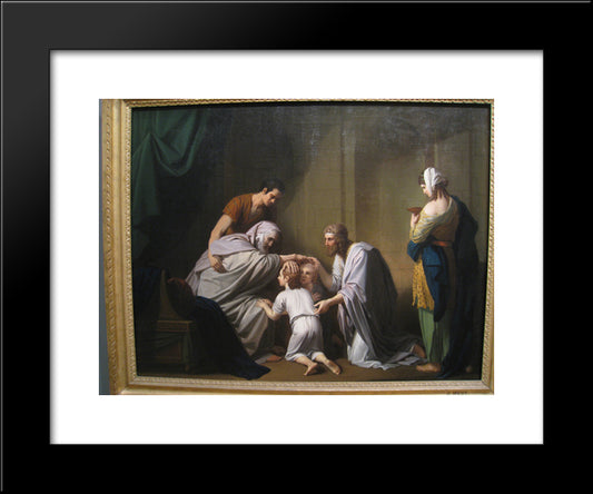 Jacob Blessing Ephraim And Manasseh 20x24 Black Modern Wood Framed Art Print Poster by West, Benjamin