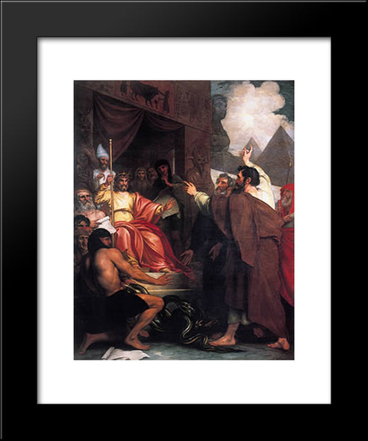 Moses And Aaron Before Pharaoh 20x24 Black Modern Wood Framed Art Print Poster by West, Benjamin