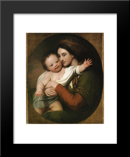 Mrs. Benjamin West And Her Son Raphael 20x24 Black Modern Wood Framed Art Print Poster by West, Benjamin