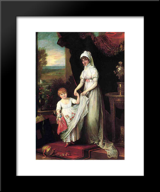 Mrs. Thomas Keyes And Her Daughter 20x24 Black Modern Wood Framed Art Print Poster by West, Benjamin