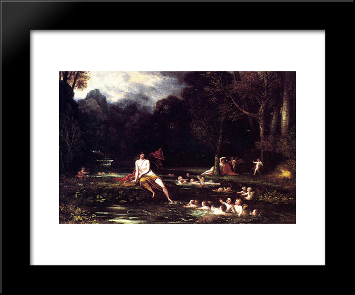 Narcissus And Echo 20x24 Black Modern Wood Framed Art Print Poster by West, Benjamin