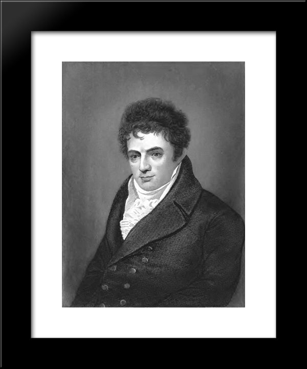 Portrait Engraving Of Robert Fulton, Steamboat Innovator 20x24 Black Modern Wood Framed Art Print Poster by West, Benjamin