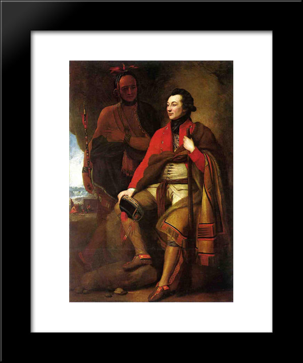 Portrait Of Colonel Guy Johnson And Karonghyontye 20x24 Black Modern Wood Framed Art Print Poster by West, Benjamin