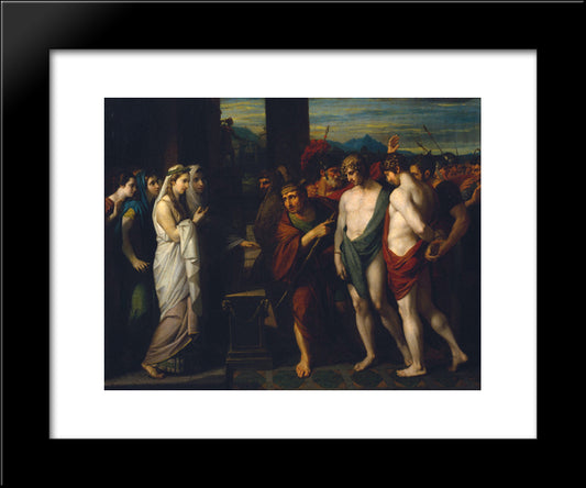 Pylades And Orestes Brought As Victims Before Iphigenia 20x24 Black Modern Wood Framed Art Print Poster by West, Benjamin