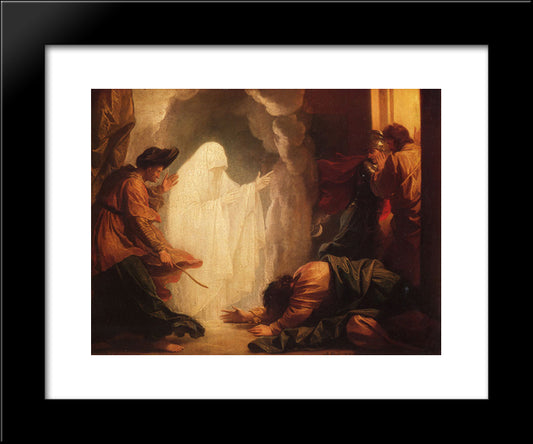 Saul And The Witch Of Endor 20x24 Black Modern Wood Framed Art Print Poster by West, Benjamin