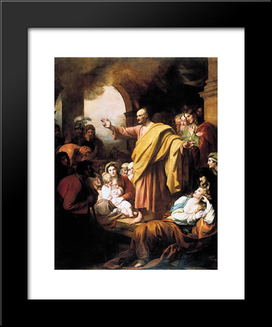 St. Peter Preaching At Pentecost 20x24 Black Modern Wood Framed Art Print Poster by West, Benjamin