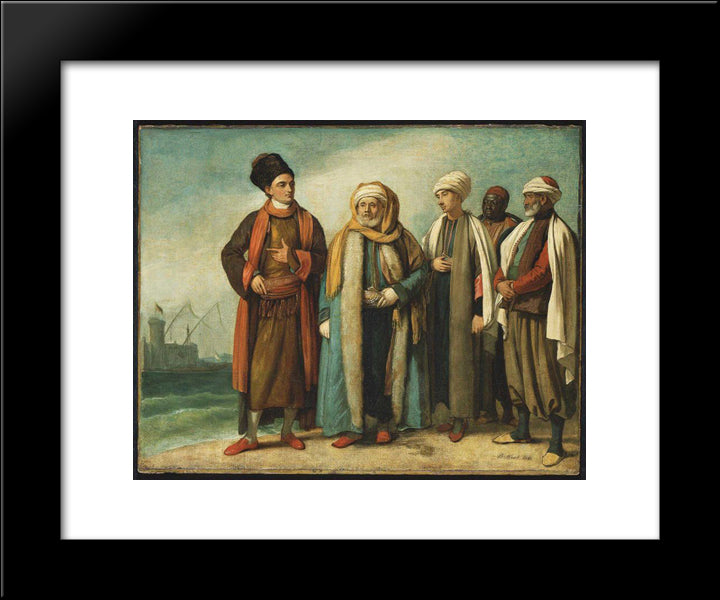 The Ambassador From Tunis With His Attendants As He Appeared In England In 1781 20x24 Black Modern Wood Framed Art Print Poster by West, Benjamin