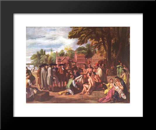 The Treaty Of Penn With The Indians 20x24 Black Modern Wood Framed Art Print Poster by West, Benjamin