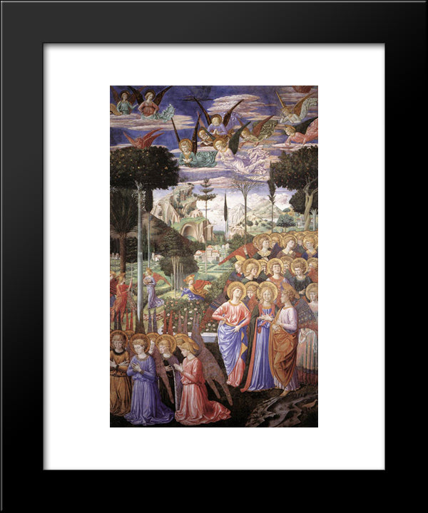 Angels Worshipping 20x24 Black Modern Wood Framed Art Print Poster by Gozzoli, Benozzo