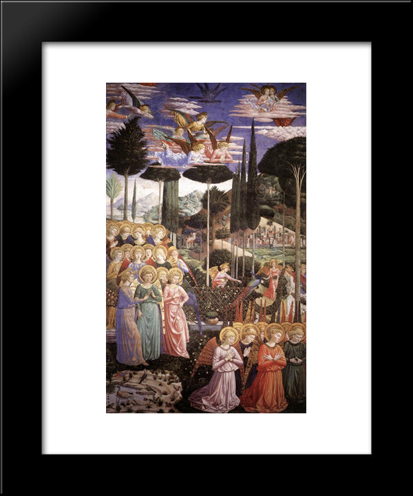 Angels Worshipping (Detail) 20x24 Black Modern Wood Framed Art Print Poster by Gozzoli, Benozzo