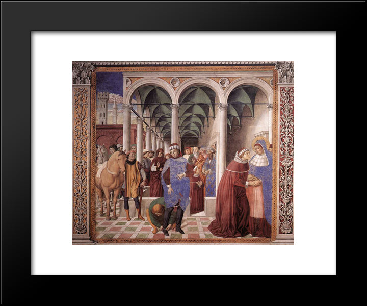 Arrival Of St. Augustine In Milan 20x24 Black Modern Wood Framed Art Print Poster by Gozzoli, Benozzo