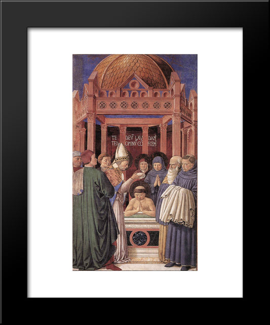 Baptism Of St. Augustine 20x24 Black Modern Wood Framed Art Print Poster by Gozzoli, Benozzo