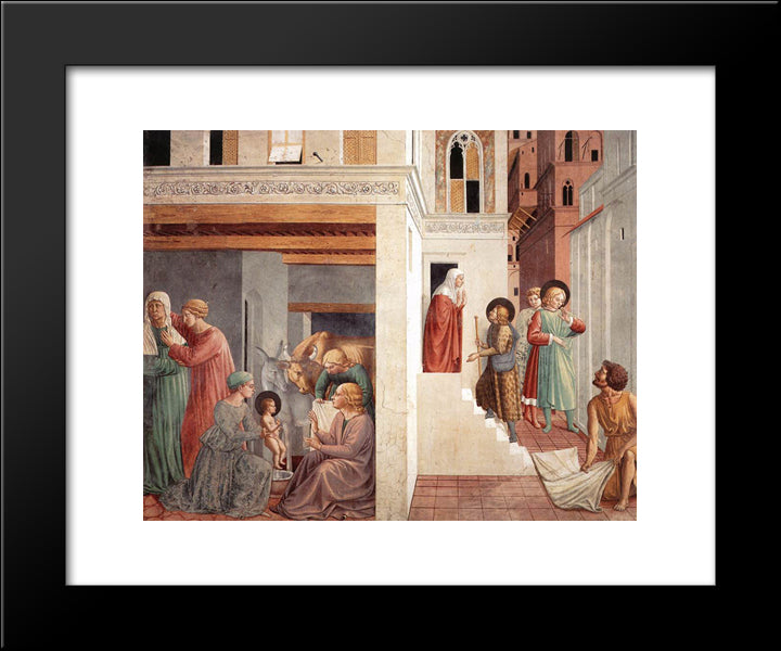 Birth Of St. Francis, Prophecy Of The Birth By A Pilgrim, Homage Of The Simple Man 20x24 Black Modern Wood Framed Art Print Poster by Gozzoli, Benozzo