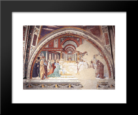 Blessing Of The Faithful At Hippo 20x24 Black Modern Wood Framed Art Print Poster by Gozzoli, Benozzo