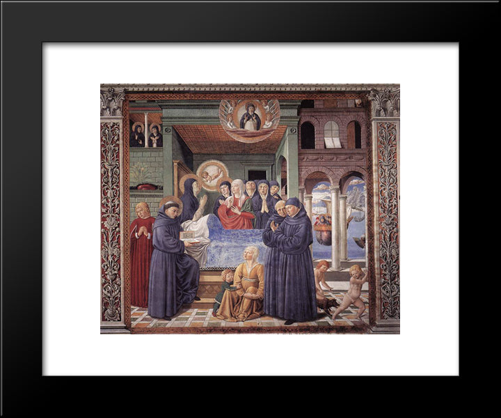 Death Of St. Monica 20x24 Black Modern Wood Framed Art Print Poster by Gozzoli, Benozzo