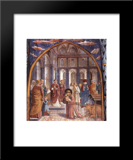 Establishment Of The Manger At Greccio 20x24 Black Modern Wood Framed Art Print Poster by Gozzoli, Benozzo