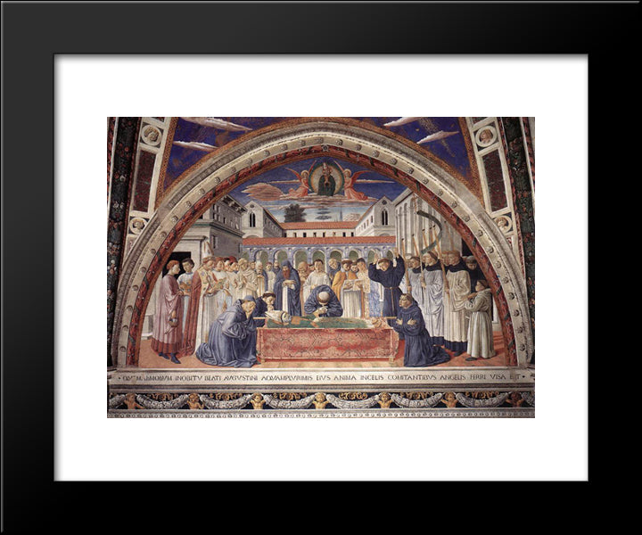 Funeral Of St. Augustine 20x24 Black Modern Wood Framed Art Print Poster by Gozzoli, Benozzo