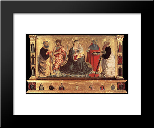 Madonna And Child With Sts John The Baptist, Peter, Jerome, And Paul 20x24 Black Modern Wood Framed Art Print Poster by Gozzoli, Benozzo