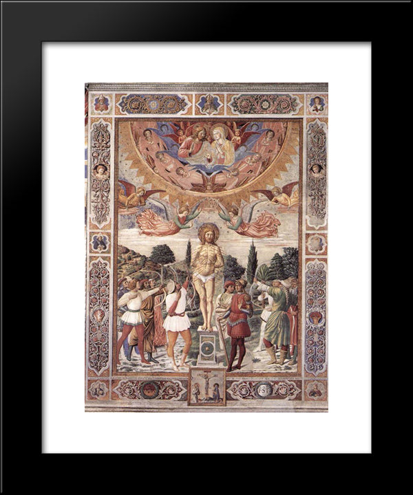 Martyrdom Of St. Sebastian 20x24 Black Modern Wood Framed Art Print Poster by Gozzoli, Benozzo