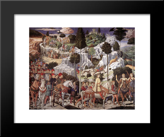 Procession Of The Magus Balthazar (Detail) 20x24 Black Modern Wood Framed Art Print Poster by Gozzoli, Benozzo