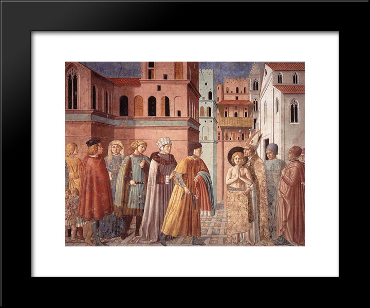 Renunciation Of Worldly Goods And The Bishop Of Assisi Dresses St. Francis 20x24 Black Modern Wood Framed Art Print Poster by Gozzoli, Benozzo