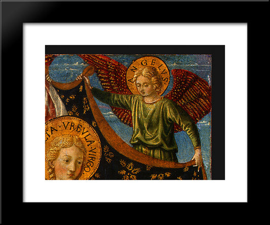 Saint Ursula With Angels And Donor (Detail) 20x24 Black Modern Wood Framed Art Print Poster by Gozzoli, Benozzo