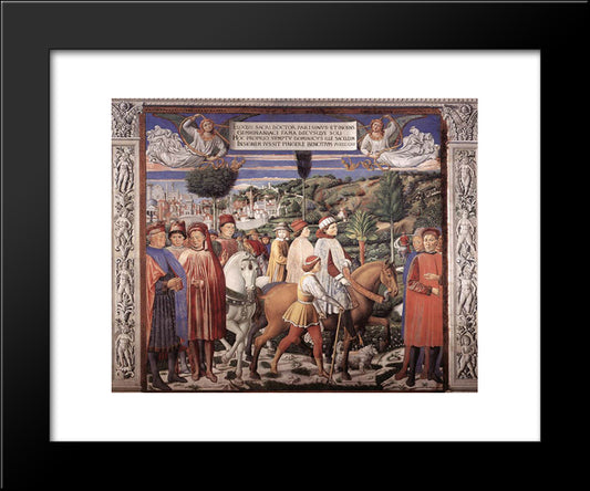 St. Augustine Departing For Milan 20x24 Black Modern Wood Framed Art Print Poster by Gozzoli, Benozzo