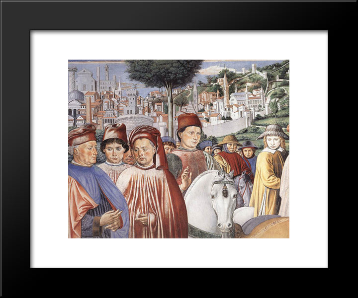 St. Augustine Departing For Milan (Detail) 20x24 Black Modern Wood Framed Art Print Poster by Gozzoli, Benozzo