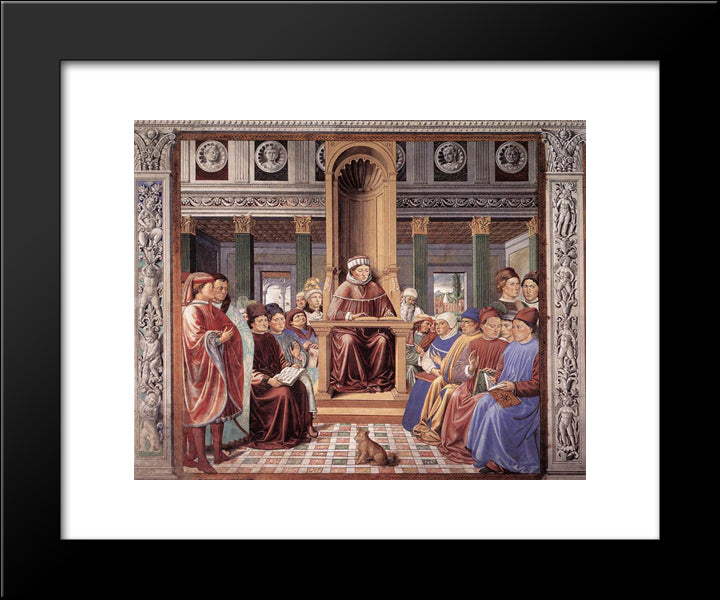 St. Augustine Reading Rhetoric And Philosophy At The School Of Rome 20x24 Black Modern Wood Framed Art Print Poster by Gozzoli, Benozzo