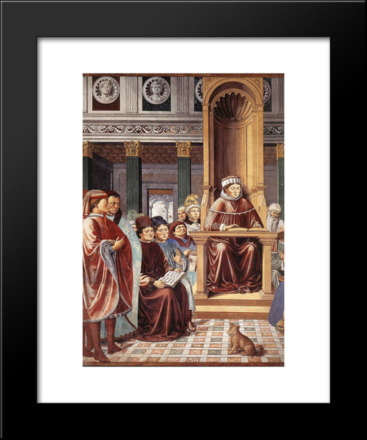 St. Augustine Reading Rhetoric And Philosophy At The School Of Rome (Detail) 20x24 Black Modern Wood Framed Art Print Poster by Gozzoli, Benozzo