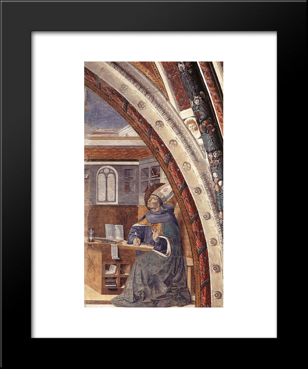 St. Augustine'S Vision Of St. Jerome 20x24 Black Modern Wood Framed Art Print Poster by Gozzoli, Benozzo