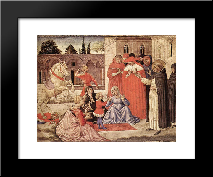 St. Dominic Reuscitates Napoleone Orsini 20x24 Black Modern Wood Framed Art Print Poster by Gozzoli, Benozzo