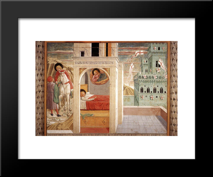 St. Francis Giving Away His Clothes, Vision Of The Church Militant And Triumphant 20x24 Black Modern Wood Framed Art Print Poster by Gozzoli, Benozzo