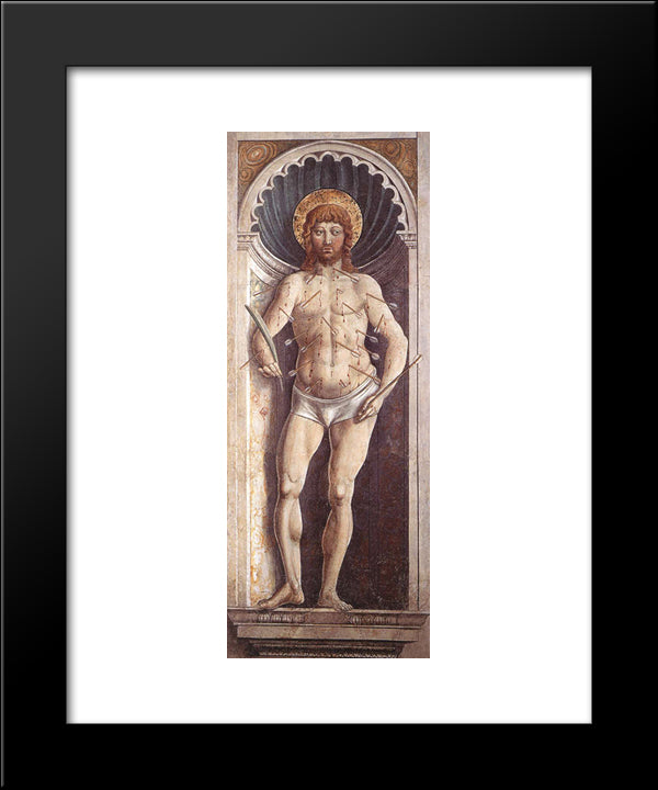 St. Sebastian 20x24 Black Modern Wood Framed Art Print Poster by Gozzoli, Benozzo