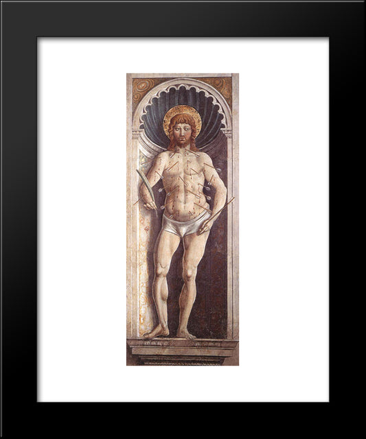 St. Sebastian 20x24 Black Modern Wood Framed Art Print Poster by Gozzoli, Benozzo