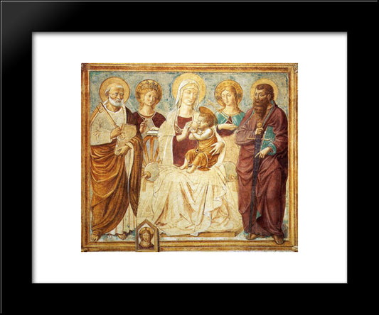 Tabernacle Of The Madonna Delle Tosse Maria Lactans (Detail) 20x24 Black Modern Wood Framed Art Print Poster by Gozzoli, Benozzo