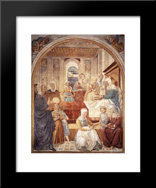 Tabernacle Of The Visitation Birth Of Mary 20x24 Black Modern Wood Framed Art Print Poster by Gozzoli, Benozzo