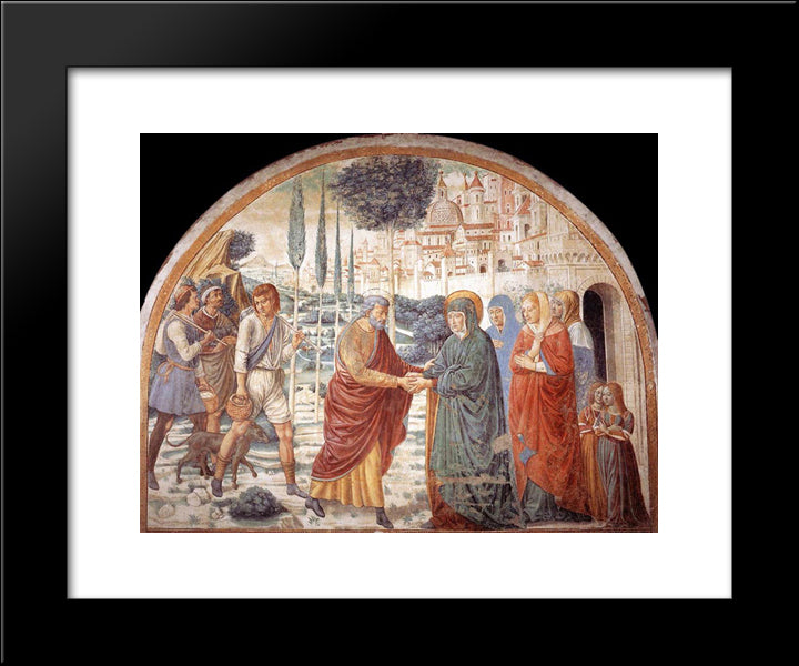 Tabernacle Of The Visitation Meeting At The Golden Gate 20x24 Black Modern Wood Framed Art Print Poster by Gozzoli, Benozzo