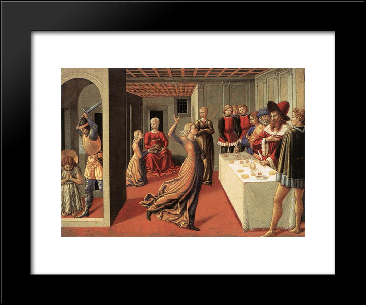 The Dance Of Salome 20x24 Black Modern Wood Framed Art Print Poster by Gozzoli, Benozzo