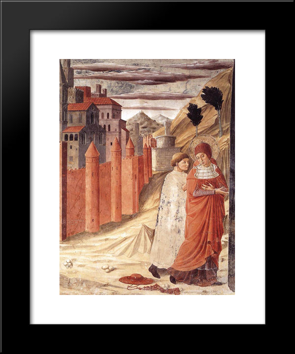 The Departure Of St. Jerome From Antioch 20x24 Black Modern Wood Framed Art Print Poster by Gozzoli, Benozzo